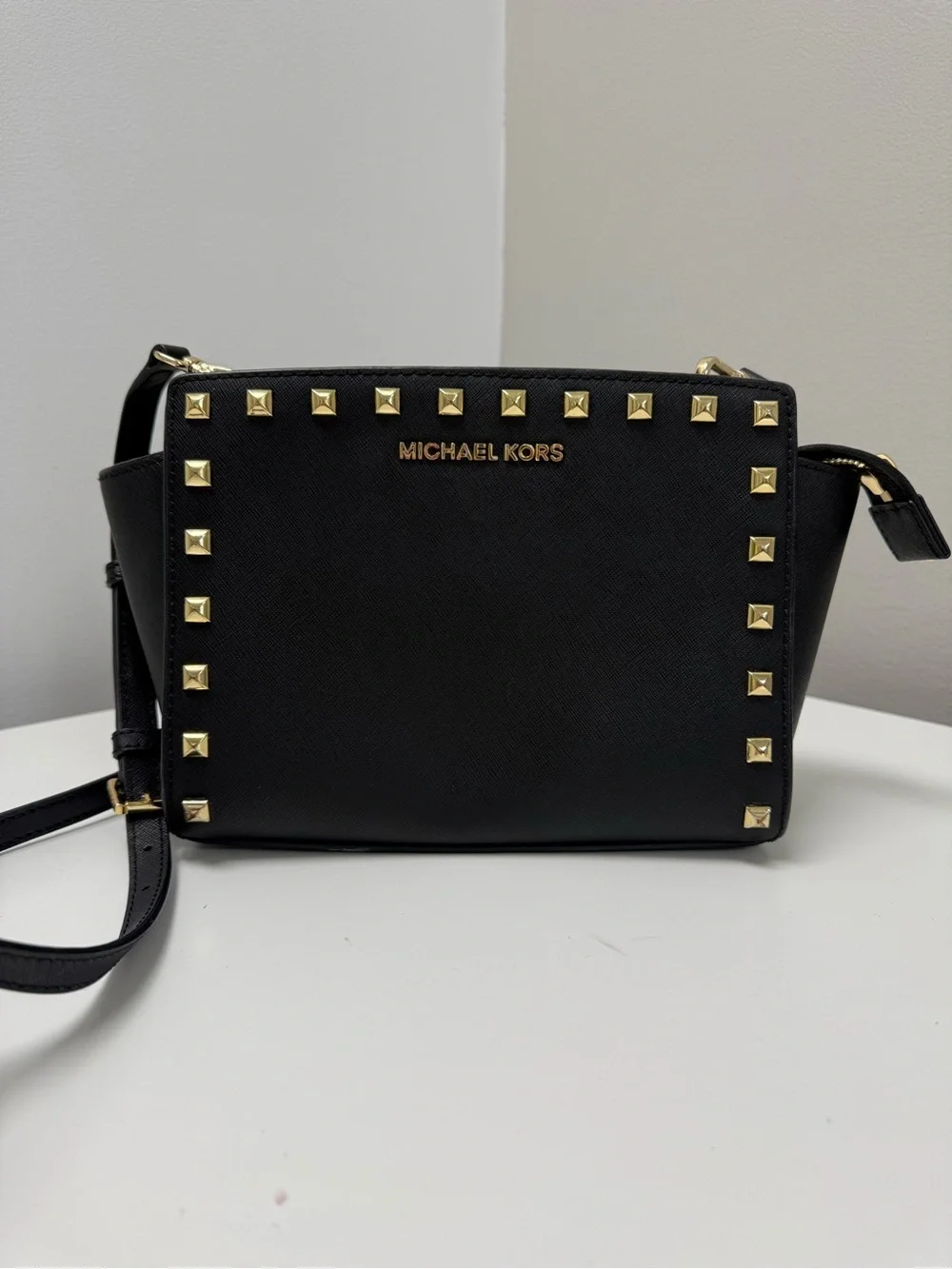 Michael Kors Black Handbag with Gold Stud Detail